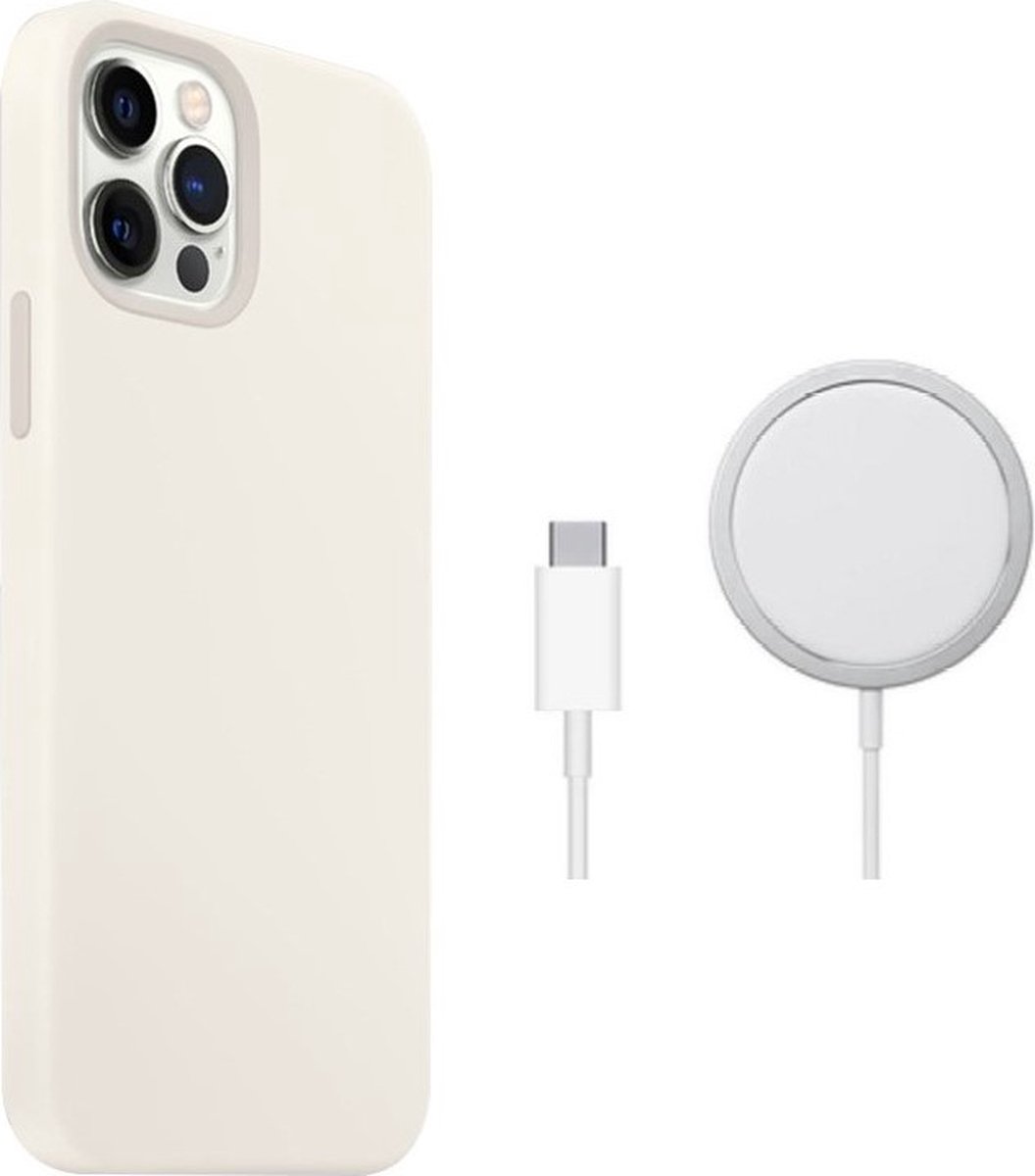 Bumper hoesje geschikt voor de iPhone 12 - Magnetische ring hoesje met Magnetische ring Oplader en GRATIS Screenprotector – Wit