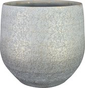 Steege Plantenpot/bloempot - keramiek - metallic zilvergrijs/touch of gold - D32/H30 cm