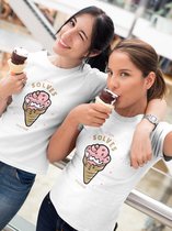 Shirt - Ice cream solves everything - Wurban Wear | Grappig shirt | Zomer | Unisex tshirt | Zonnebril | Handdoeken | Wit