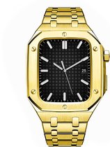 MY PROTECT - Luxe Metalen Bandje & Hoesje Geschikt Voor Apple Watch 44mm - Goud