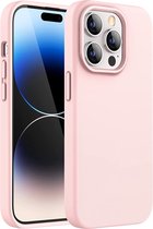 iPhone 14 Pro Max Hoesje Roze - Roze Hoesje iPhone 14 Pro Max - iPhone 14 Pro Max Liquid Silicone Backcover Case Hoesje Roze- Zijdezacht Luxe Hoesje - Pink - Roze