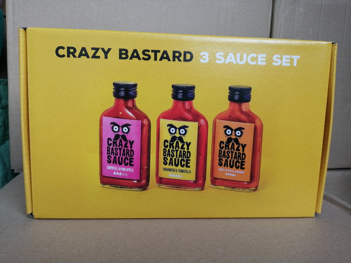 Crazy Bastard Sauce - 3-delige chilisaus set - Chipotle, Habanero, Ghost Pepper