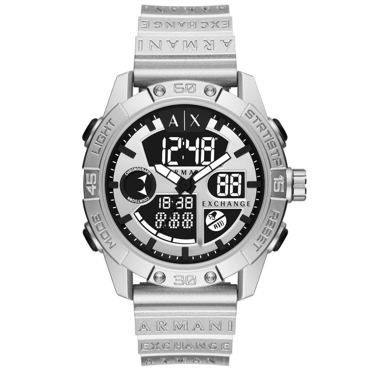 Armani Exchange D-Bolt AX2965 Horloge - Kunststof - Zilverkleurig - Ø 46 mm