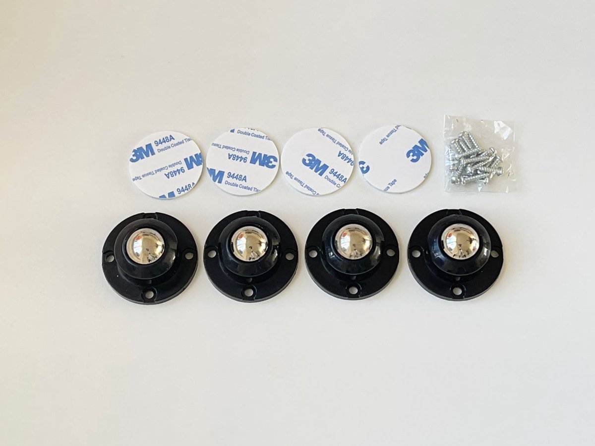 OFFCUP 4-Pack Kogelwielen, Zware Meubelwielen, Platte Zelfklevende Wieltjes, Kogelwielen Voor Meubels, Voor Het Vervoeren Van Meubels, Keukenbenodigdheden En Elektrische Apparaten (Zwart