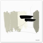 Poster / Papier - Reproduktie / Kunstwerk / Kunst / Abstract / - Wit / zwart / bruin / beige / creme - 40 x 40 cm