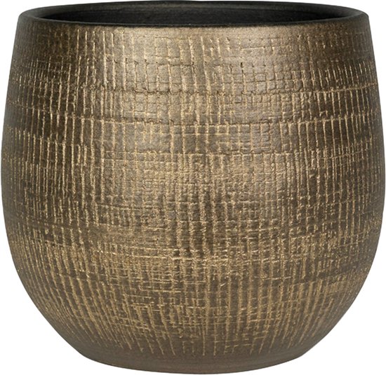 Cache-pot / Cache-pot au design moderne et épuré en métal doré Dia 22 cm et Hauteur 20 cm