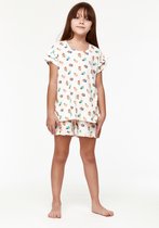 Woody pyjama meisjes - wit met toekan all-over print - toekan - 231-1-PSA-S/927 - maat 140