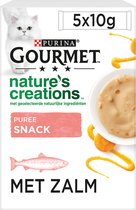 Gourmet Nature's Creations - Kattensnack - Puree met Zalm & Worteltjes - 5 x 10 g