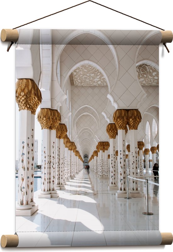 WallClassics - Textielposter - Mooie Hal van Sjeik Zayed-Moskee - Abu Dhabi - 30x40 cm Foto op Textiel