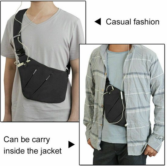 Schoudertas van PU-leer voor mannen onder de armen anti-diefstal dubbele schoudertas tas onder de oksels holster tas mannen lichaam borst riem tas punk riem verstelbaar holster sou
