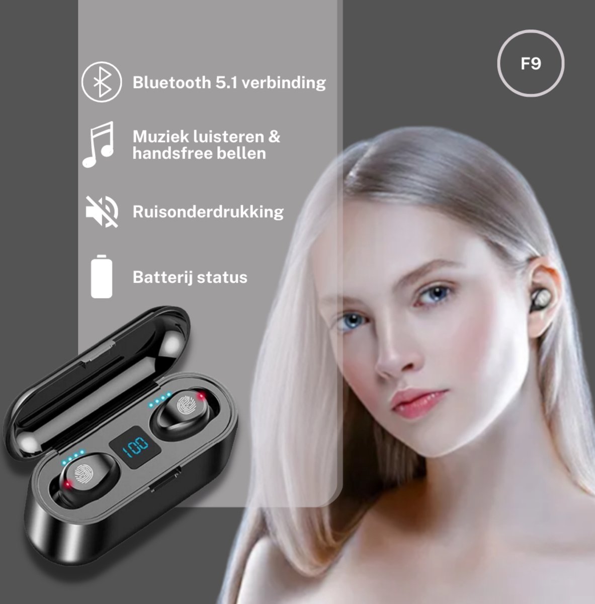 Oordopjes draadloos Bluetooth oortjes Samsung en Iphone Noise cancelling