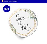 Sticker Save the date | per 48 | Huwelijk | Verloofd | Uitnodiging | Envelop | Sluitsticker | 4cm | 40mm