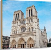 WallClassics - Hout - Notre-Dame Kathedraal - Parijs - 80x80 cm - 9 mm dik - Foto op Hout (Met Ophangsysteem)