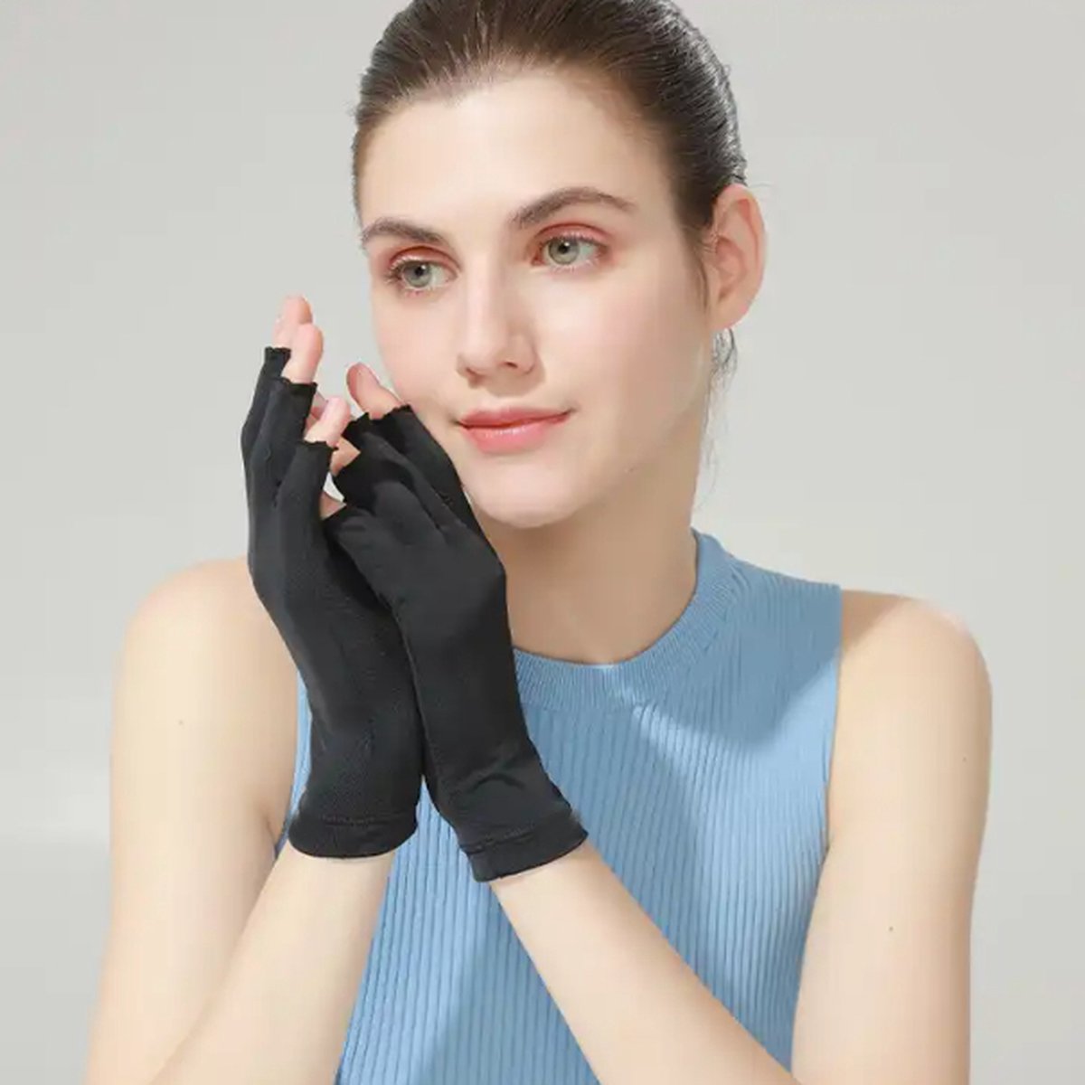 1 paire de gants à ongles UV, Protection UV, sans doigts, pour