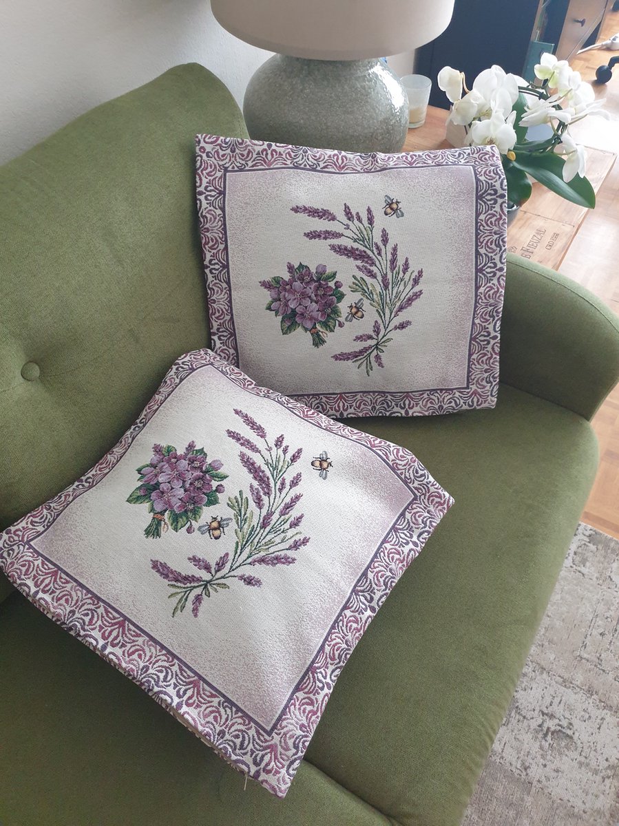 Kussenhoes Gobelinstof Lavendel violet met rits 45*45cm
