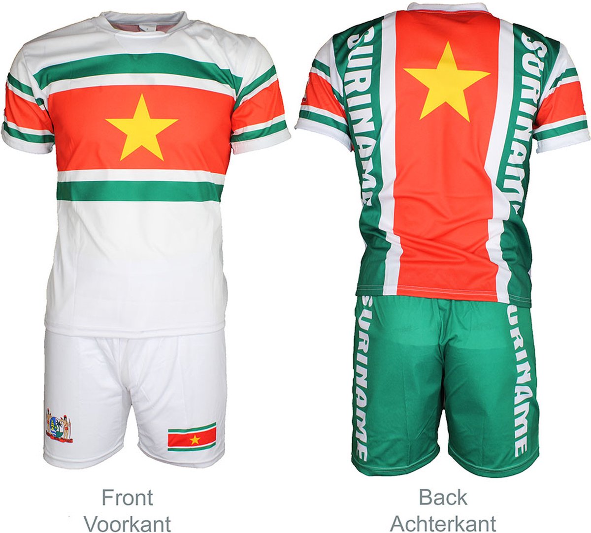 Suriname Vlag Voetbal Sport T-shirt + Broek Set Tenue - Origineel Design - 158