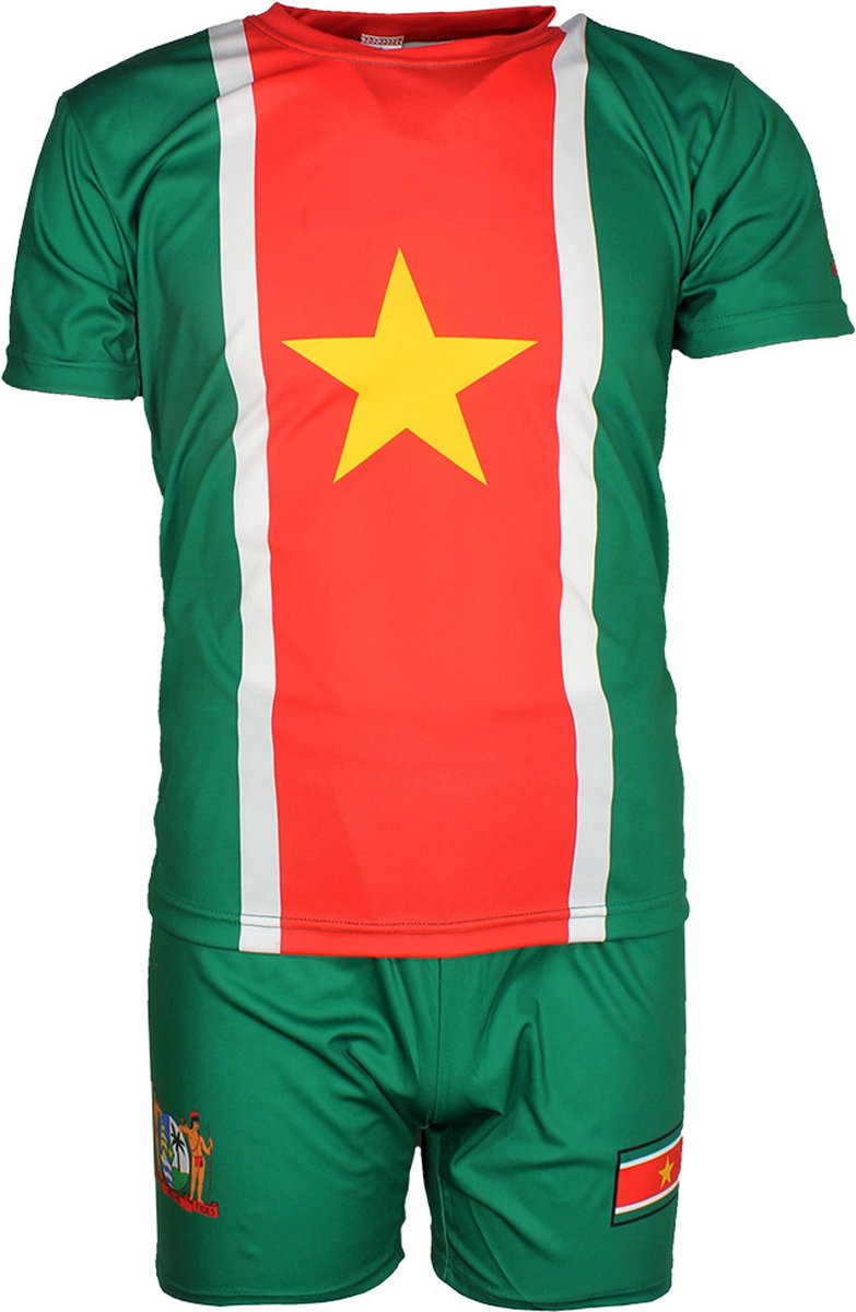 Suriname Oldschool Style Voetbal Tenue T-Shirt + Broek Set - Origineel Design - 152