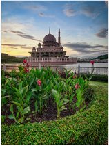 Poster Glanzend – Putra-Moskee - Maleisië - 75x100 cm Foto op Posterpapier met Glanzende Afwerking