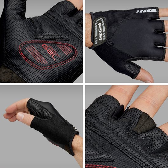 GripGrab - ProGel Padded Korte Vinger Zomer Fietshandschoenen - Zwart - Unisex - Maat XL — afbeelding 2