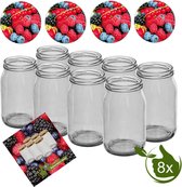 Glazenpotten 900 ml met twist-off deksel (Fruit) 8 stuks