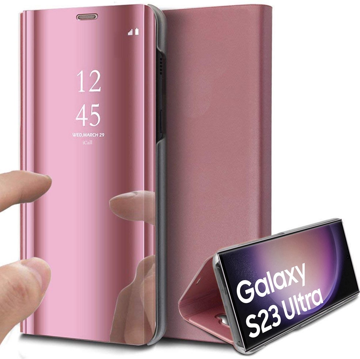 Hoesje geschikt voor Samsung Galaxy S23 Ultra - Book Case Spiegel Roségoud