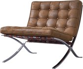 Barcelona Chair - Vintage Bruin - RVS - Suede Leder