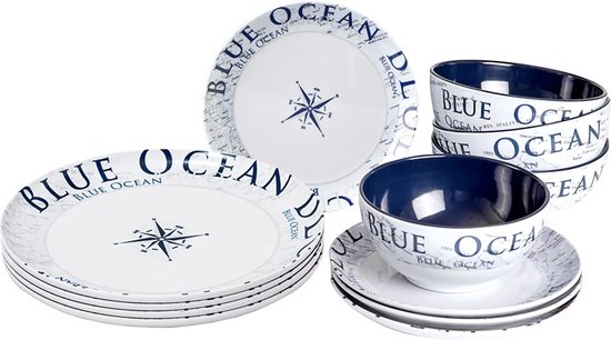 Brunner Lunch Box Blue Ocean Set de vaisselle en mélamine 16 pcs