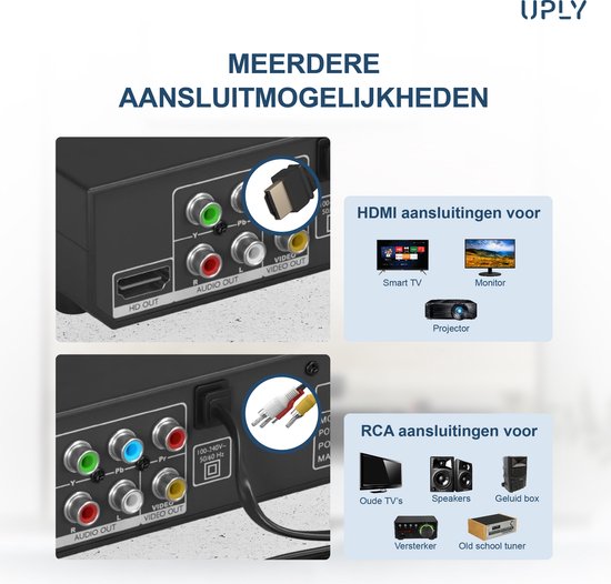 UPLY DVD Speler met HDMI - Full HD - 1080p - Regiovrij - Inclusief HDMI Kabel en Afstandsbediening - DVD en CD Speler - USB van UPLY — afbeelding 5