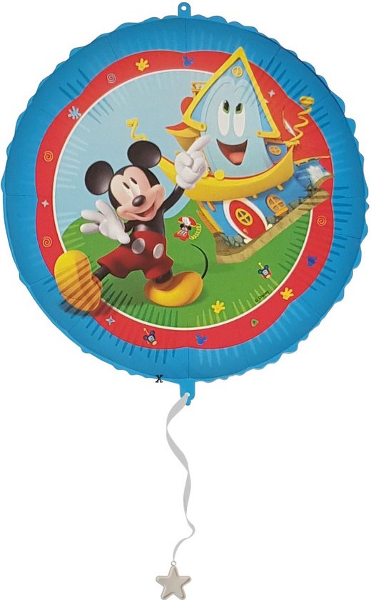 Disney - Mickey Mouse - Folieballon - opblaasbaar of te vullen met helium - herbruikbaar - 46 cm - incl. papieren rietje, gewichtje en 1 lint 1,5m - ballon - versiering - kinderfeestje