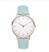 Kleijn Karoo - Ultralicht Turquoise horloge met wit & rosé goud wijserplaat leer band maat ⌀ 23 cm