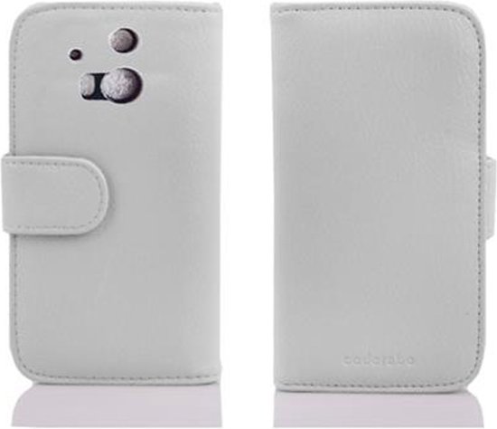 Étui Cadorabo pour HTC ONE M8 en BLANC MAGNÉSIUM - Housse de protection avec fermeture magnétique et 3 emplacements pour cartes