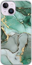 Hoesje geschikt voor iPhone 14 - Marble Design - Soft Case - TPU - Marmer - Groen - ELLECHIQ