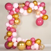 Fissaly 141 Stuks Pastel Ballonnenboog Roze & Goud – Ballonboog Feest Decoratie Versiering – Verjaardag - Helium, Latex & Confetti Ballonnen Boog