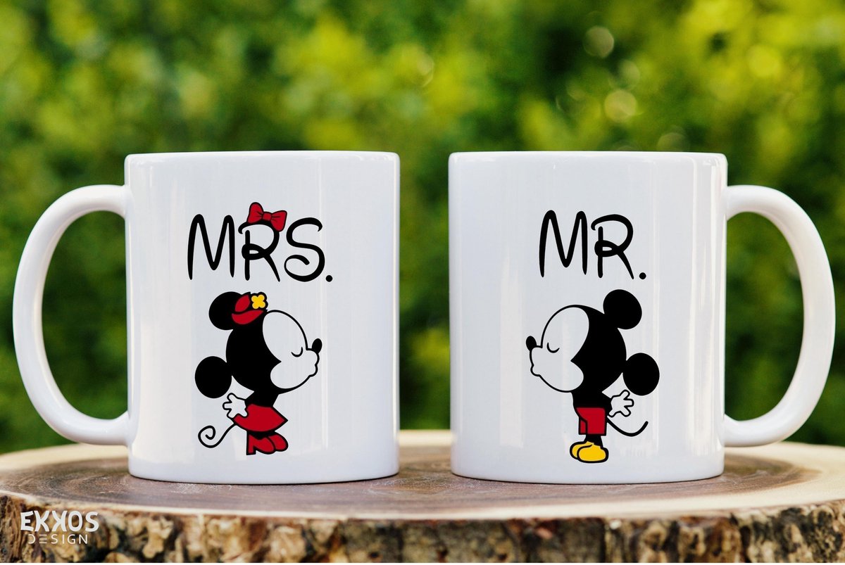 Mr en Mrs Mickey Mouse mok - Mok met tekst - Grappige mok - Verjaardag cadeau - Cadeau voor man - Cadeau voor vrouw - Cadeau voor haar - Cadeau voor hem - Grappige cadeau - Thee glazen - Valentijn cadeautjes - Koffiekopjes