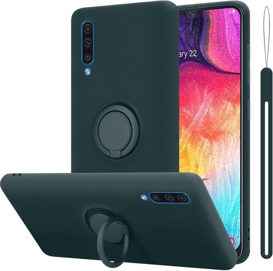 Cadorabo Hoesje geschikt voor Samsung Galaxy A50 4G / A50s / A30s in LIQUID GROEN - Beschermhoes van flexibel TPU silicone Case Cover met ring