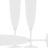 Decorline - 48 x Meervoudig gebruik kunststof champagneglazen van - Wit - steelglazen Plastic Champagne Fluit voor Bruiloften, Feesten & Party, 170ml - Set van 48 - Wit