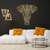 Prachtige handgemaakte olifant voor aan de muur! 82x82cm Goud