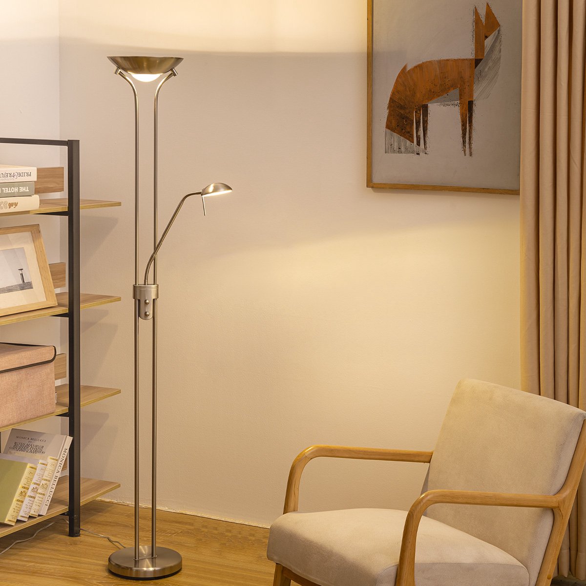 Home Sweet Home - Dimbare LED Vloerlamp 180cm - Incl. R7s & G9 - Modern Mat Zilver - Flexibele Leeslamp Woonkamer - Warm Wit thumbnail 4