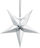 Partydeco - Hanger Glimmende Ster Zilver (30 cm)