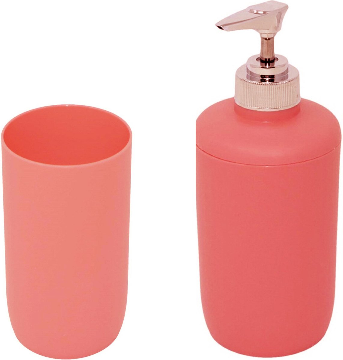 Concorde Badkamer accessoires - beker/zeeppompje - kunststof zalmroze