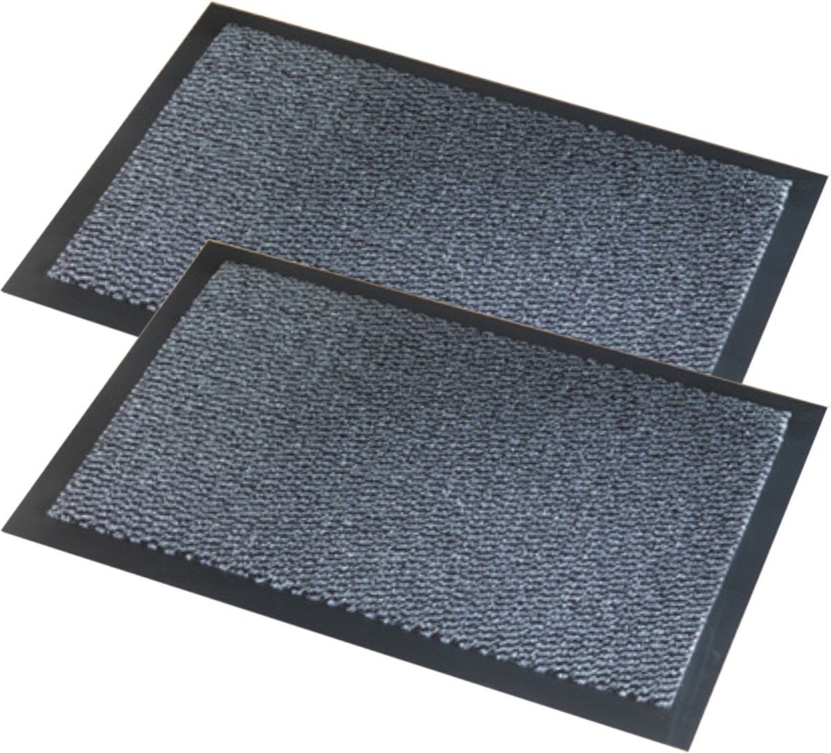 Wicotex Deurmat Faro - 2x stuks - zwart/grijs - 60 x 80 cm - schoonloopmat - Inloopmat