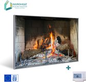 Invroheat infrarood paneel Fireplace - 800Watt - 91.5x61cm - 16 m2 - afbeelding verwisselbaar - met display thermostaat - duurzaam en energiezuinig