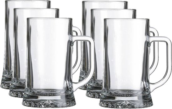 Bierglazen/Bierpullen Maxim - 6x stuks - 520 ml - Bierfeest - Oktoberfest - Met oor