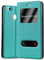 Cadorabo Hoesje voor Huawei P9 LITE 2016 / G9 LITE in MUNT TURKOOIS - Beschermhoes met magnetische sluiting, standfunctie en 2 kijkvensters Book Case Cover Etui