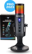 Vulpes Tech® USB Microfoon met Standaard en RGB - Gaming - Podcast - voor Pc en Console - Streaming Microphone - PRO versie