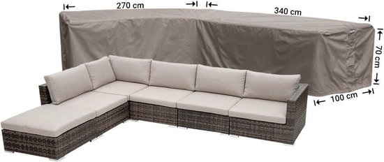 Foto: Raffles covers beschermhoes loungeset hoekbank l vorm 340 x 270 h 70 cm rhs340270left waterdicht solution dyed uv bestendig elastisch trekkoord airvents beschermhoes tuinmeubelen