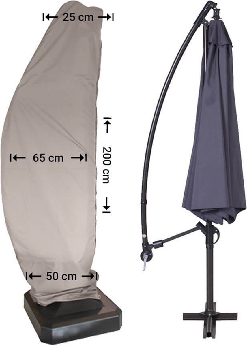 Raffles Covers Parasolhoes voor zweefparasol - Hoog 200 cm - RUC200 - Waterdicht - Solution Dyed | UV-bestendig | Rits en stok | Trekkoord - Parasolhoes voor zweefparasol