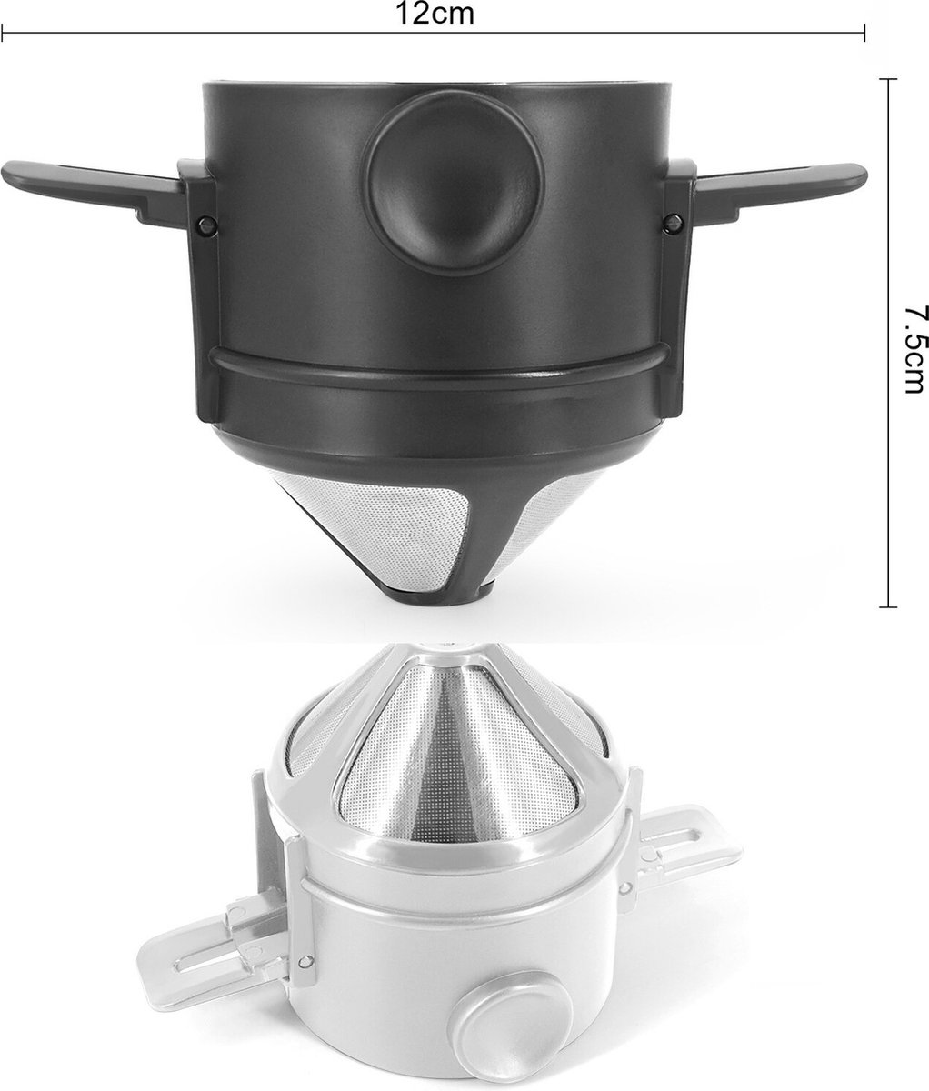 YAMAZAKI Tosca koffiefilterhouder, staal, wit, geschikt voor koffiefilters tot maat #2