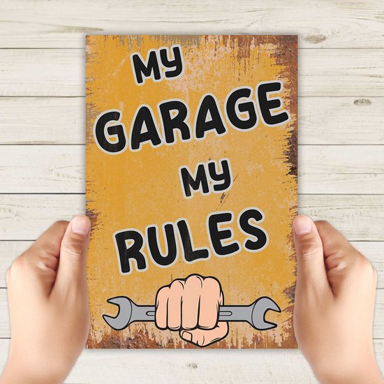Lot De 4 Panneaux Métal Vintage Garage – Règles & Décoration Murale Style Américain 30,5 X 20,3 Cm