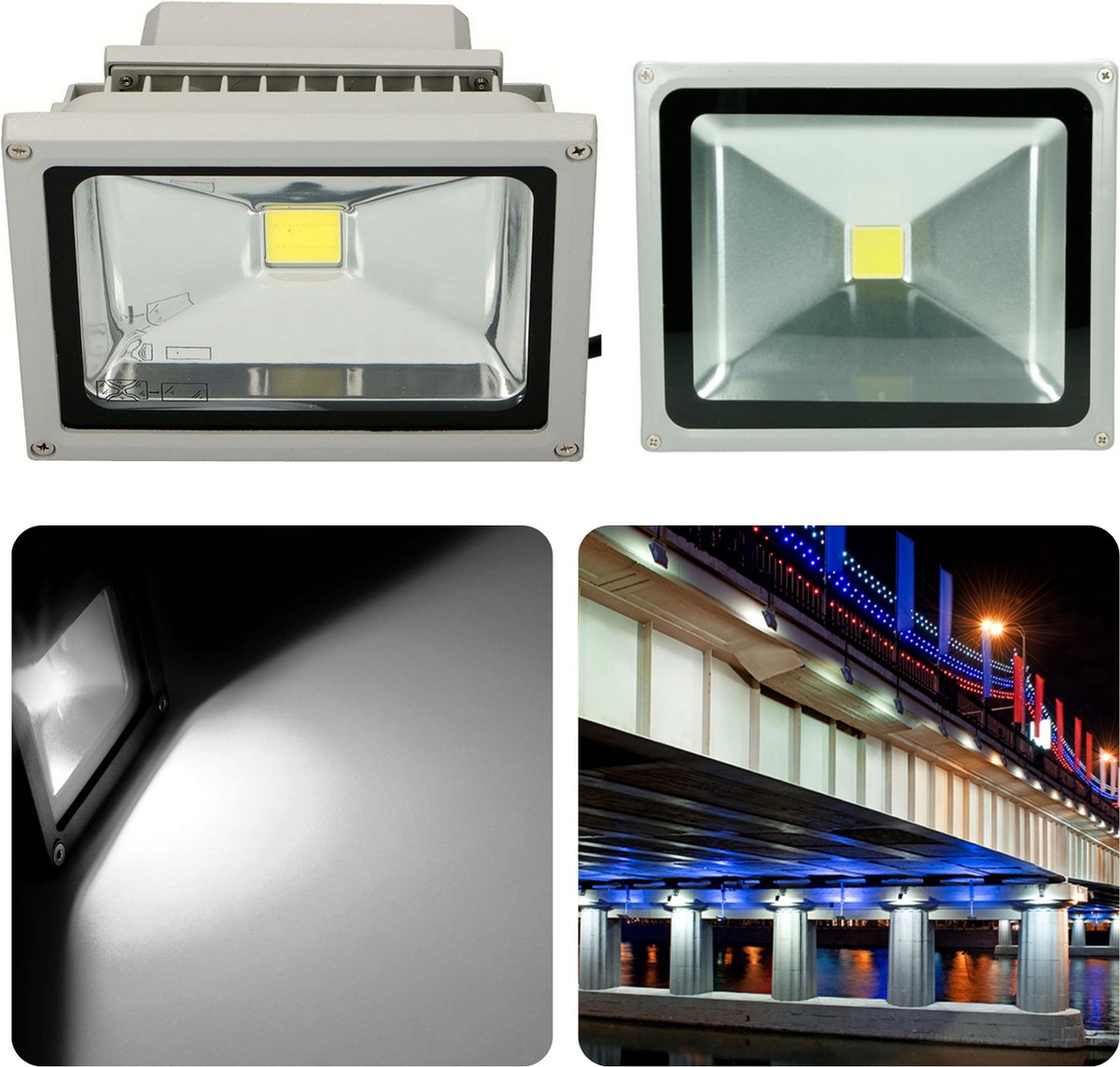 Cheqo® LED Schijnwerper - Tuinlamp - Tuinverlichting - Breedstraler - 1200 Lumen - Bouwlamp - Wandlamp - Buitenlamp - Verstraler - 18x14cm - 20W - Zonder Adapter